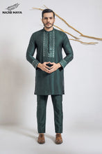 Load image into Gallery viewer, Green Stylish Kurta Pajama + Shawl For Men&#39;s