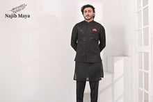 Load image into Gallery viewer, Black Embroidery Waist Coat &amp; Black Kurta Pajama For Men&#39;s