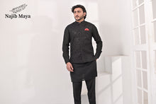 Load image into Gallery viewer, Black Embroidery Waist Coat &amp; Black Kurta Pajama For Men&#39;s