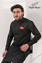 Load image into Gallery viewer, Black Embroidery Waist Coat &amp; Black Kurta Pajama For Men&#39;s