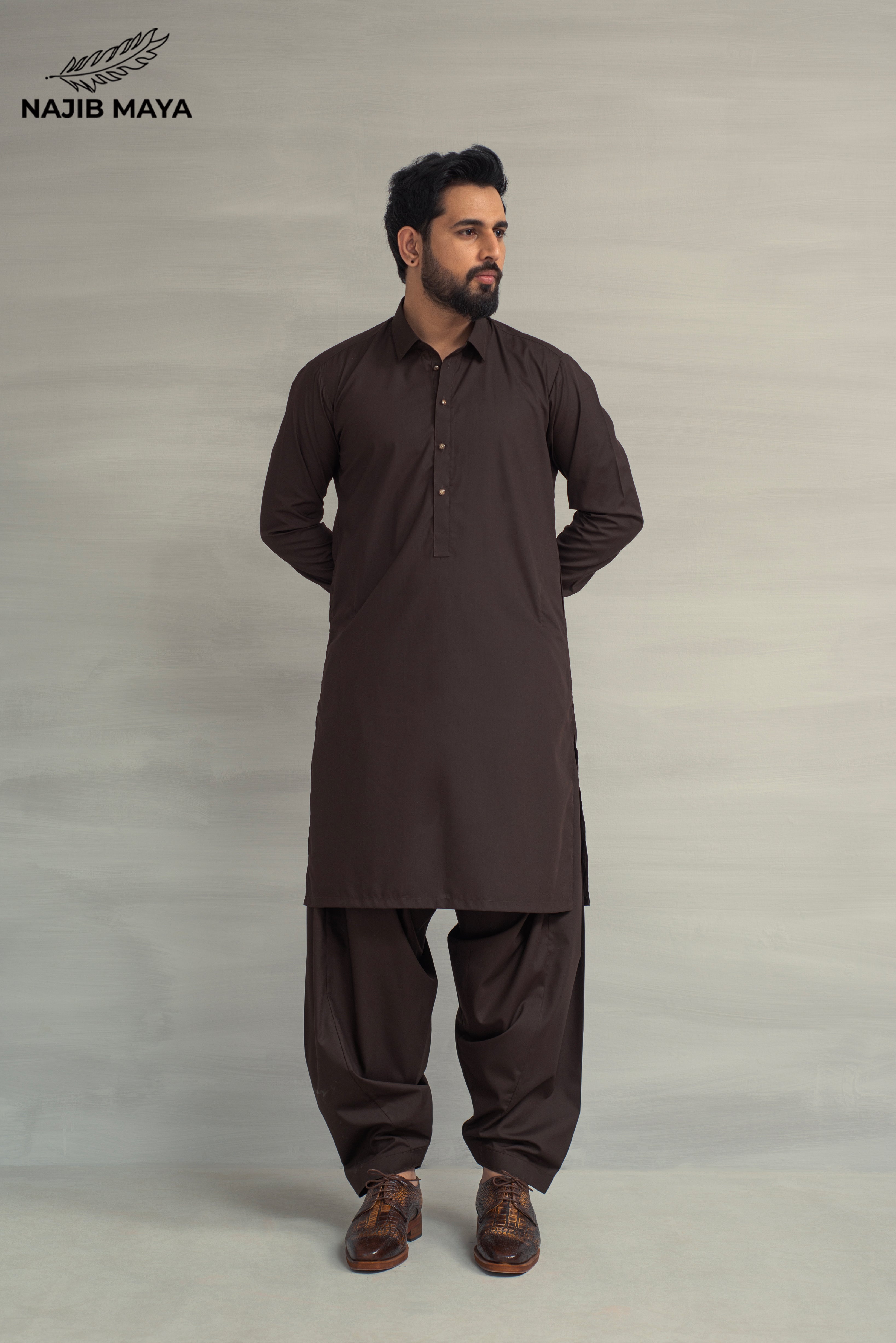 Brown Shalwar Kameez For Men's Main image
