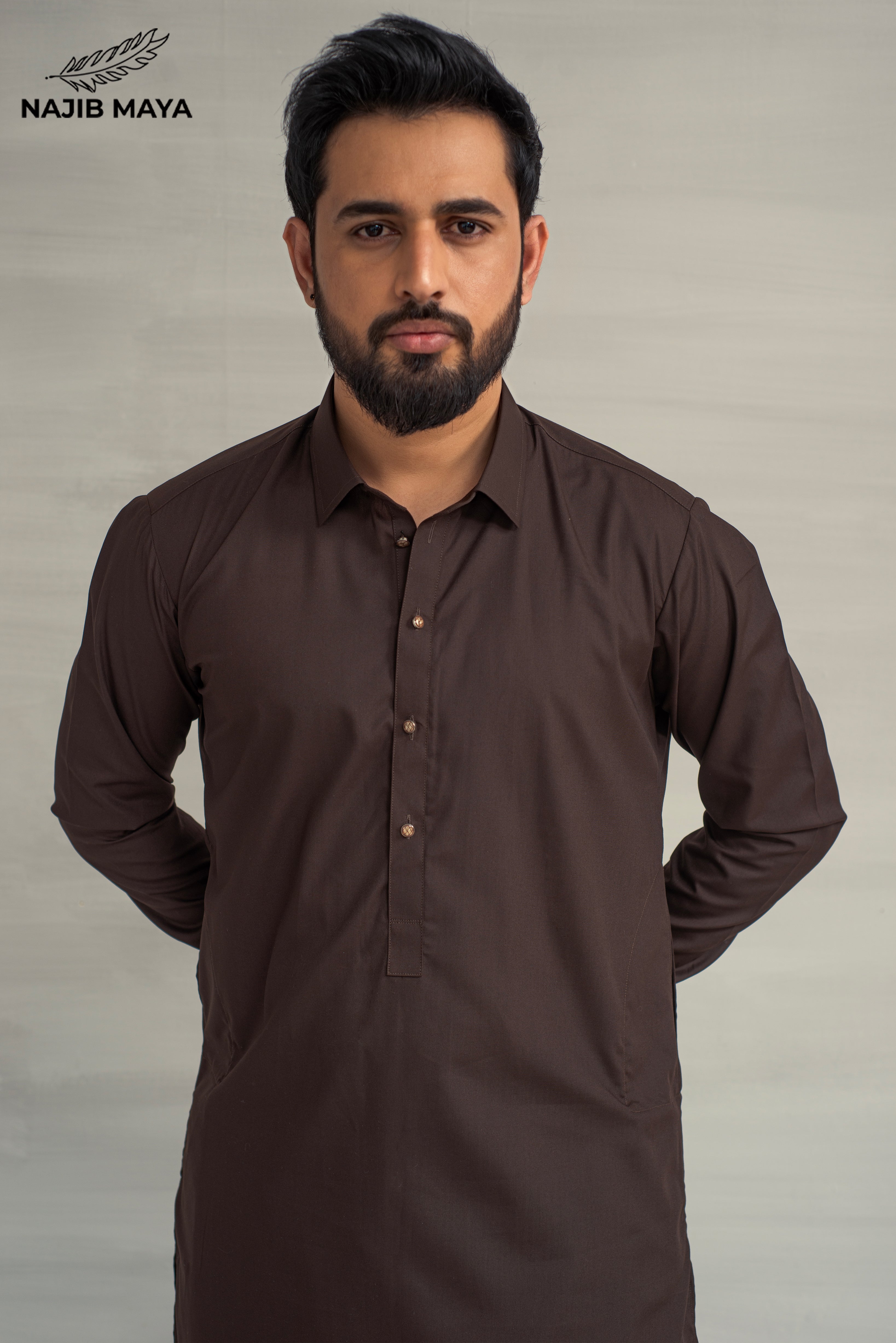 Brown Shalwar Kameez For Men's Secondary image
