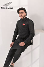 Load image into Gallery viewer, Black Embroidery Waist Coat &amp; Black Kurta Pajama For Men&#39;s