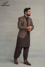 Load image into Gallery viewer, Brown Casual Coat + Brown Shalwar Kameez For Men&#39;s