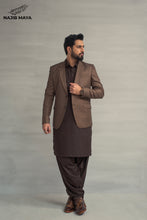 Load image into Gallery viewer, Brown Casual Coat + Brown Shalwar Kameez For Men&#39;s