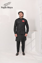 Load image into Gallery viewer, Black Embroidery Waist Coat &amp; Black Kurta Pajama For Men&#39;s