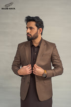 Brown Casual Coat + Brown Shalwar Kameez For Men's