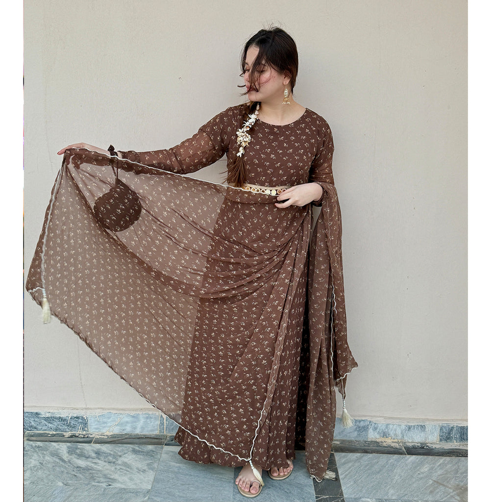 Brown Kurta Pajama With Dupatta For Women's