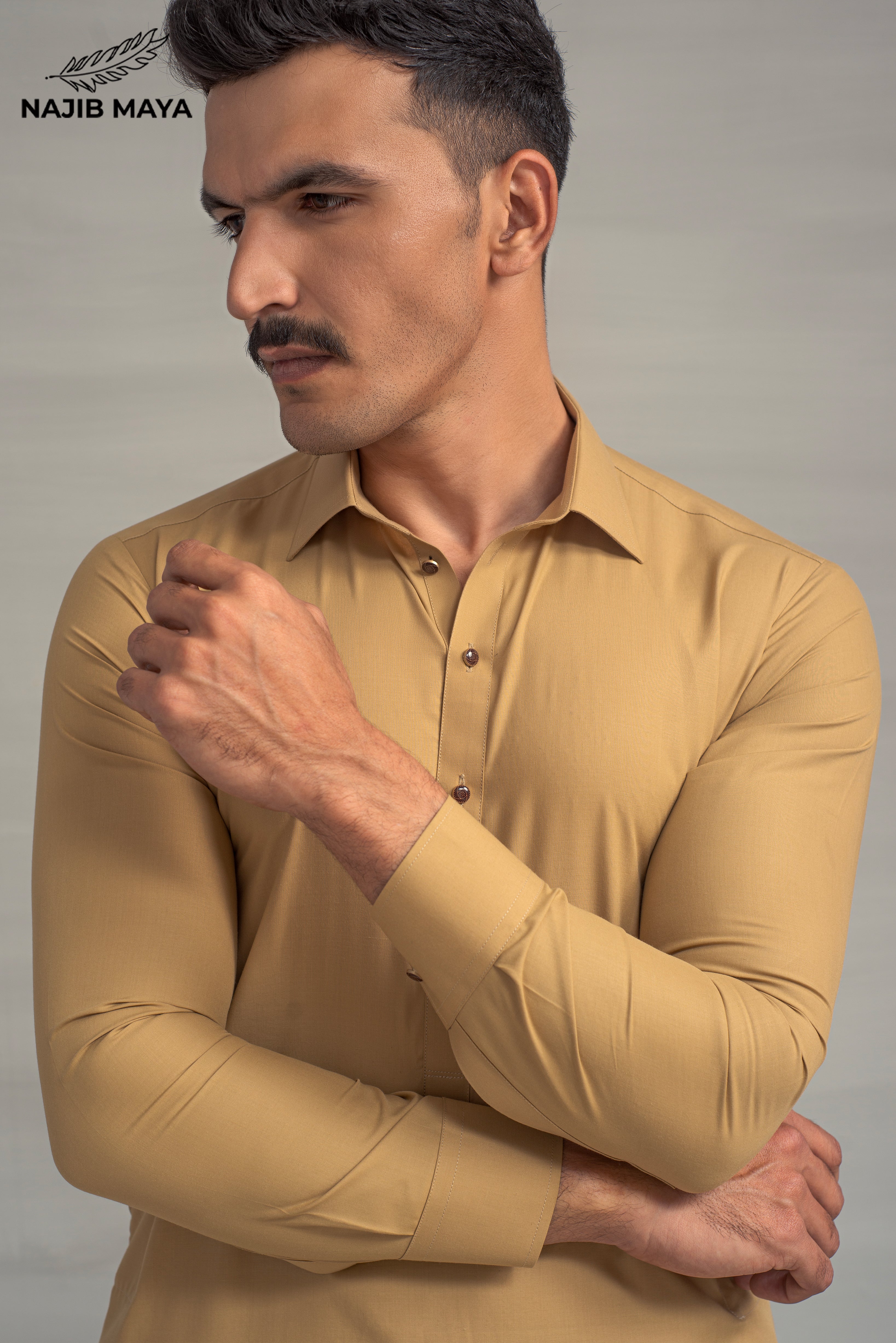 Fawn Shalwar Kameez For Men's Secondary image