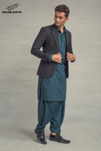 Load image into Gallery viewer, Black Casual Coat + Sea Green Shalwar Kameez For Men&#39;s