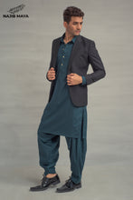 Load image into Gallery viewer, Black Casual Coat + Sea Green Shalwar Kameez For Men&#39;s