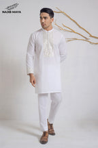 White Stylish Kurta Pajama + Shawl For Men's