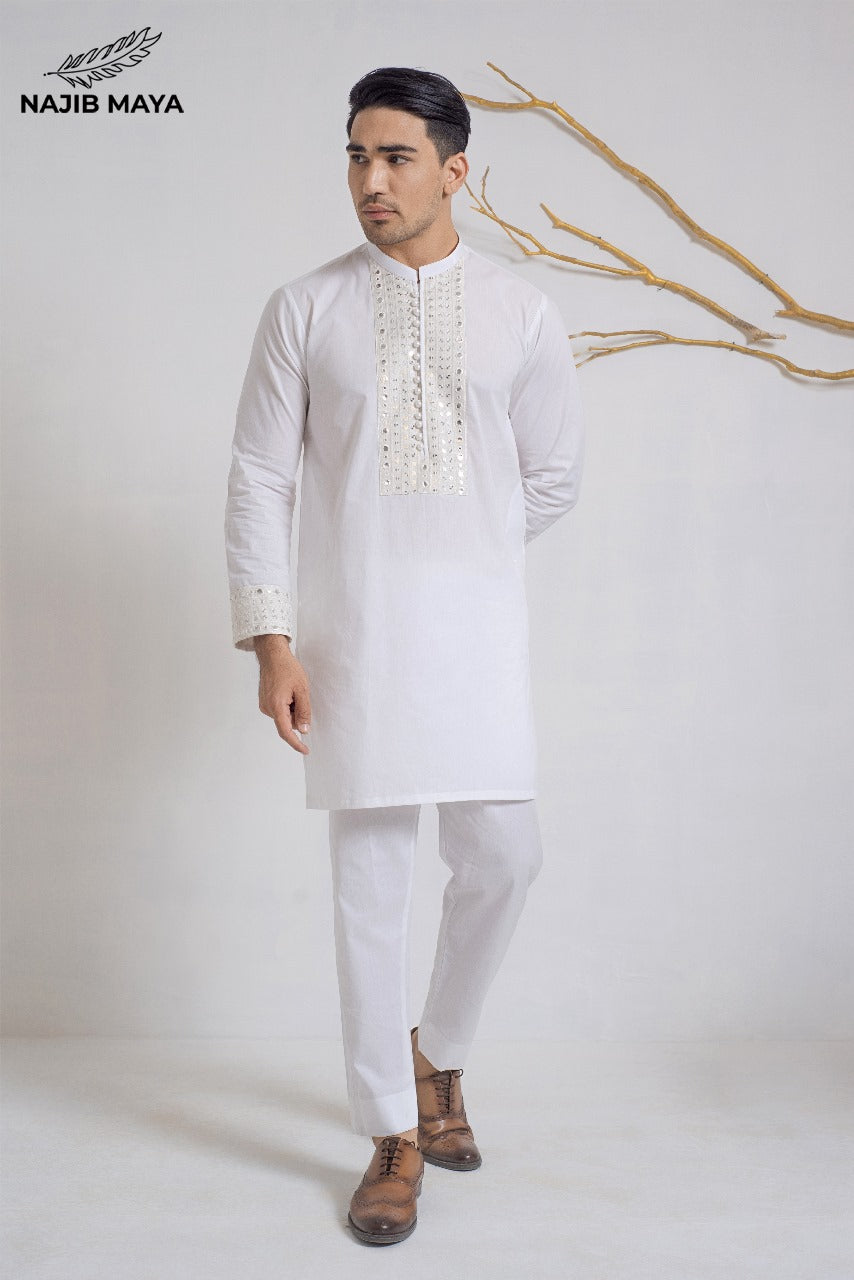 White Stylish Kurta Pajama + Shawl For Men's