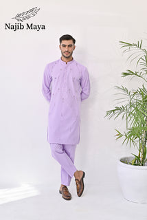 Purple Embroidery Kurta Pajama For Men's
