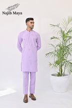 Purple Embroidery Kurta Pajama For Men's