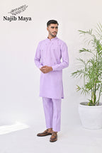 Purple Embroidery Kurta Pajama For Men's
