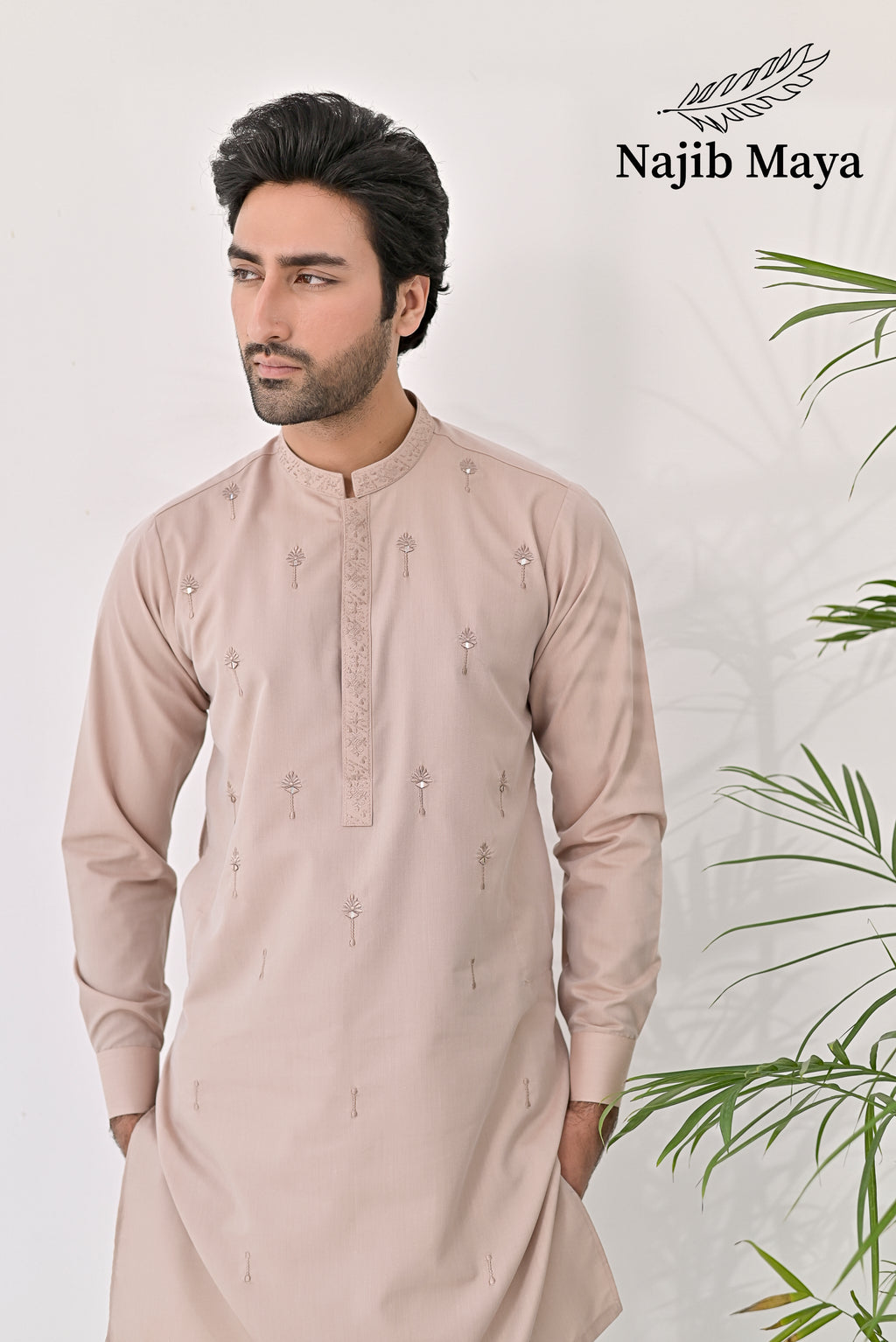 Mate Gold Embroidery Kurta Pajama For Men's