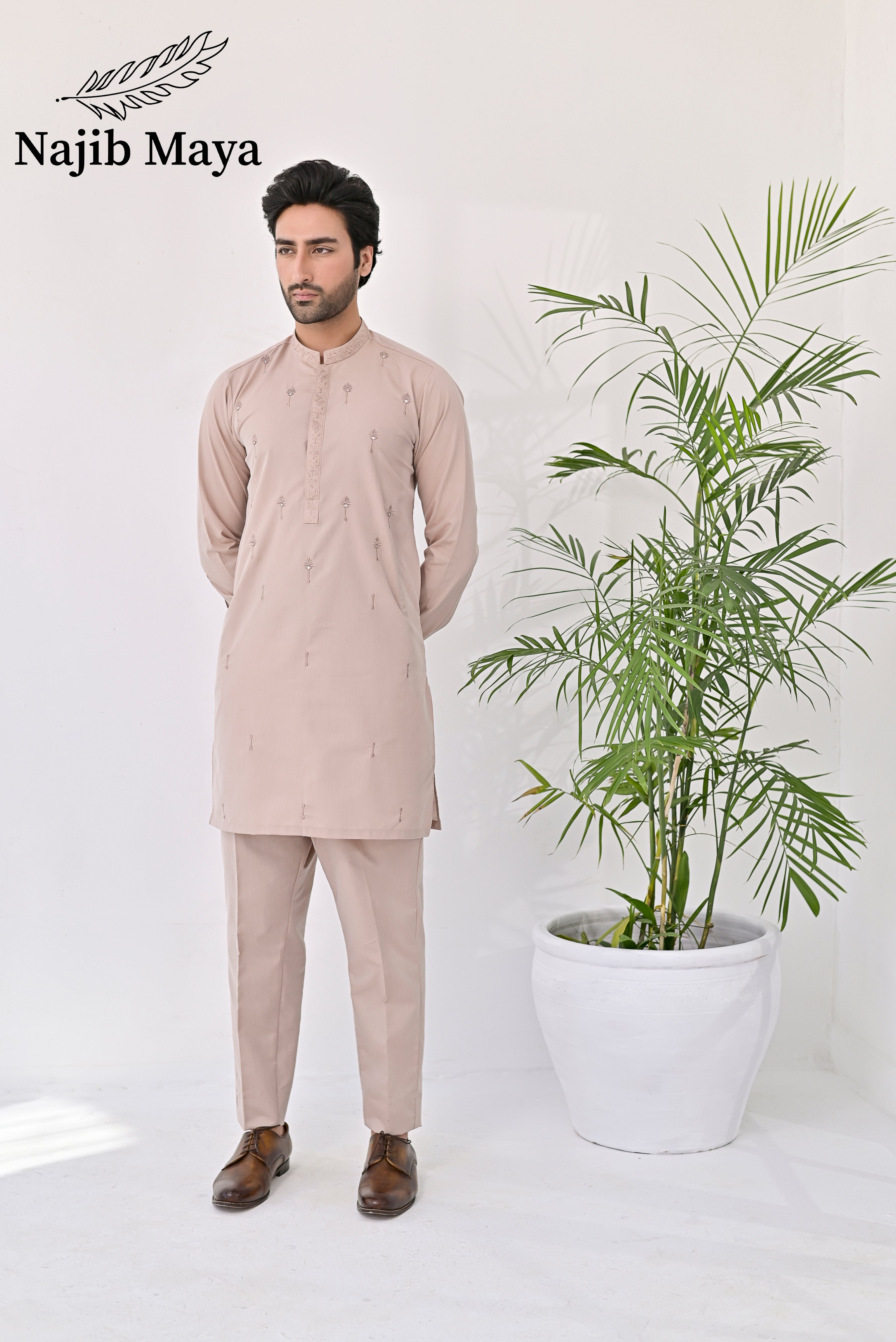 Mate Gold Embroidery Kurta Pajama For Men's Main image