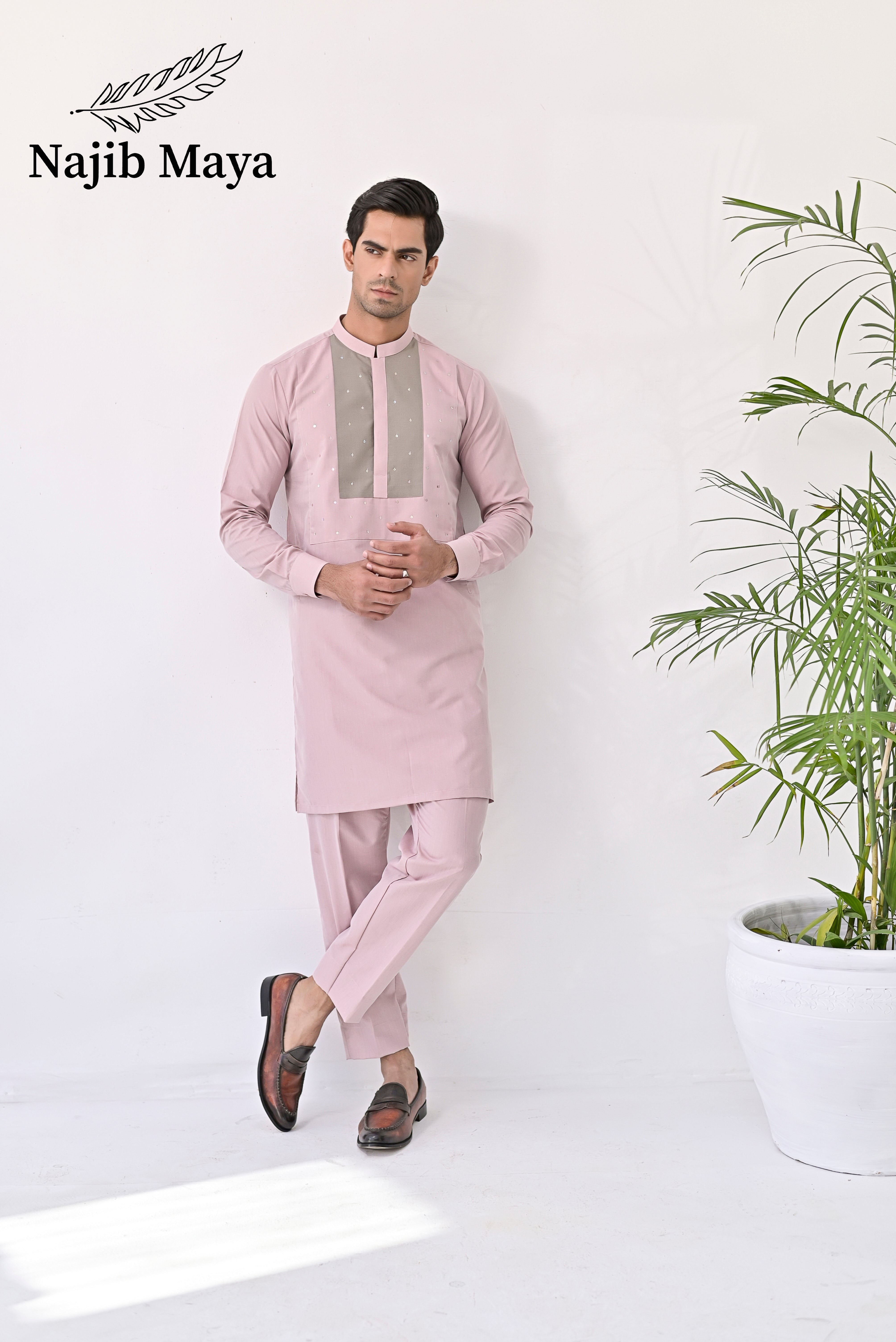 Powder Pink Kurta Pajama For Men's Main image