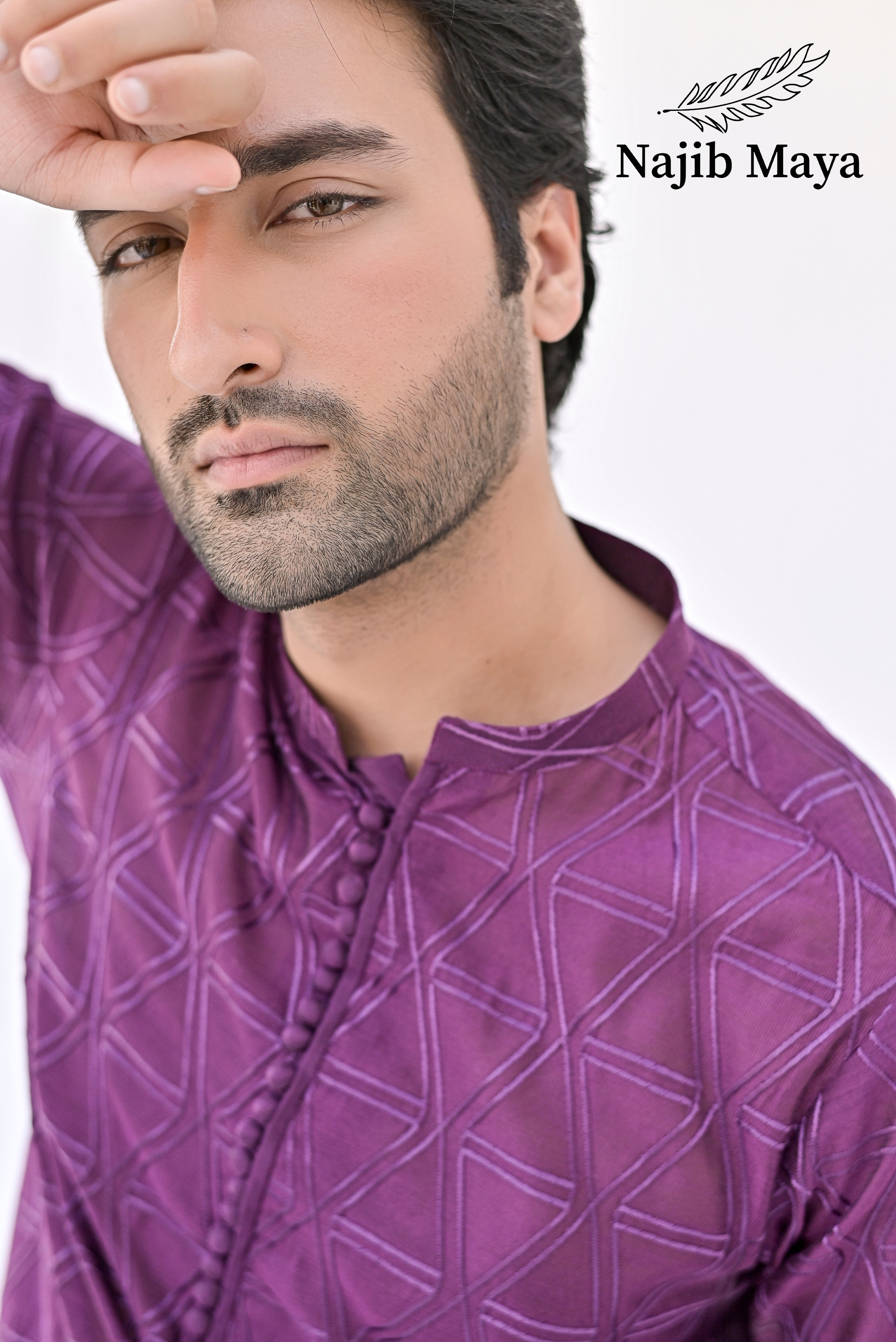 Purple Embroidery Kurta Pajama For Men's