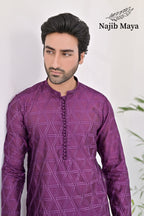 Purple Embroidery Kurta Pajama For Men's