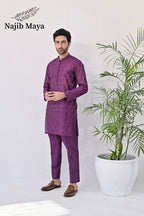 Purple Embroidery Kurta Pajama For Men's