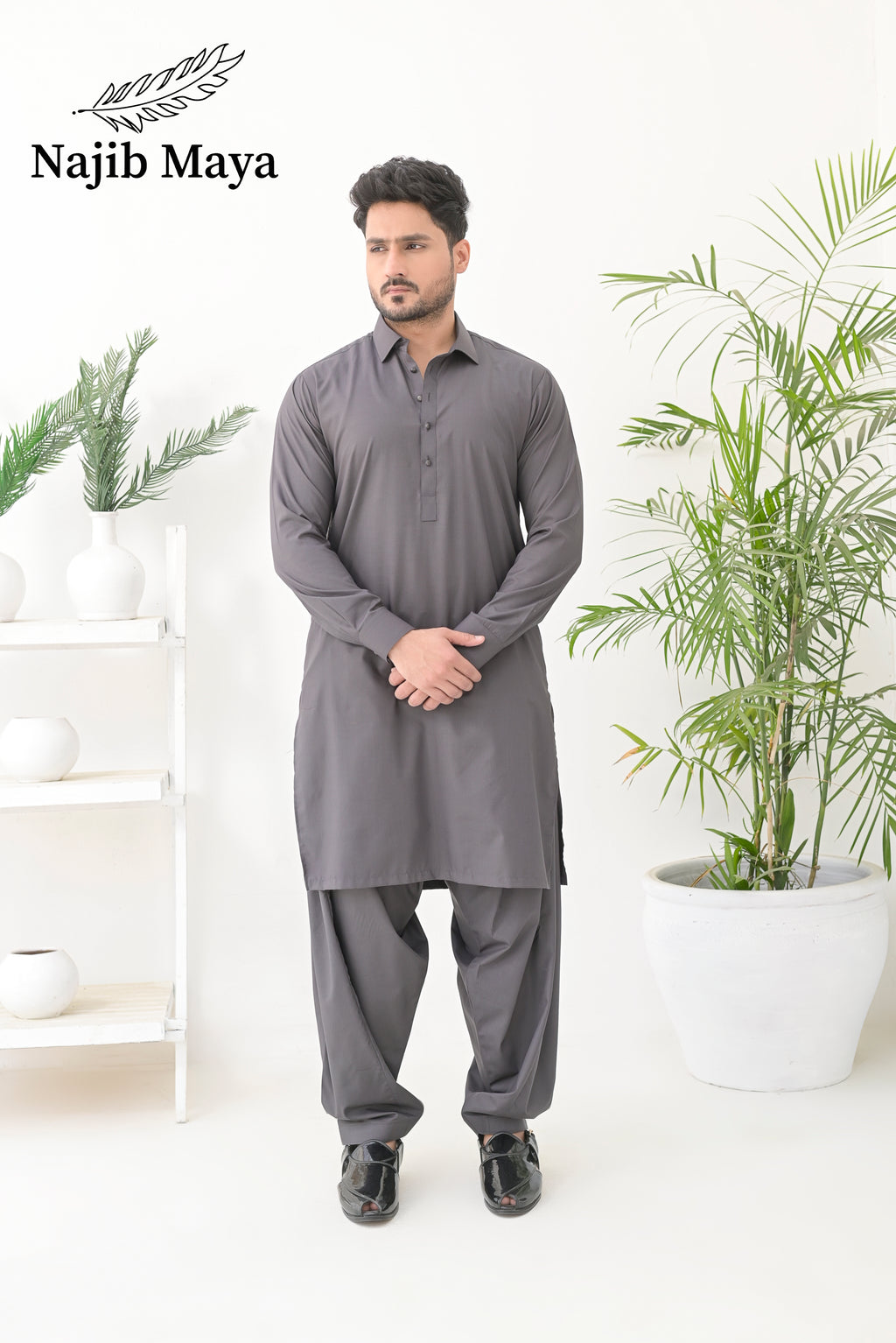 Grey Shalwar Kameez For Men's