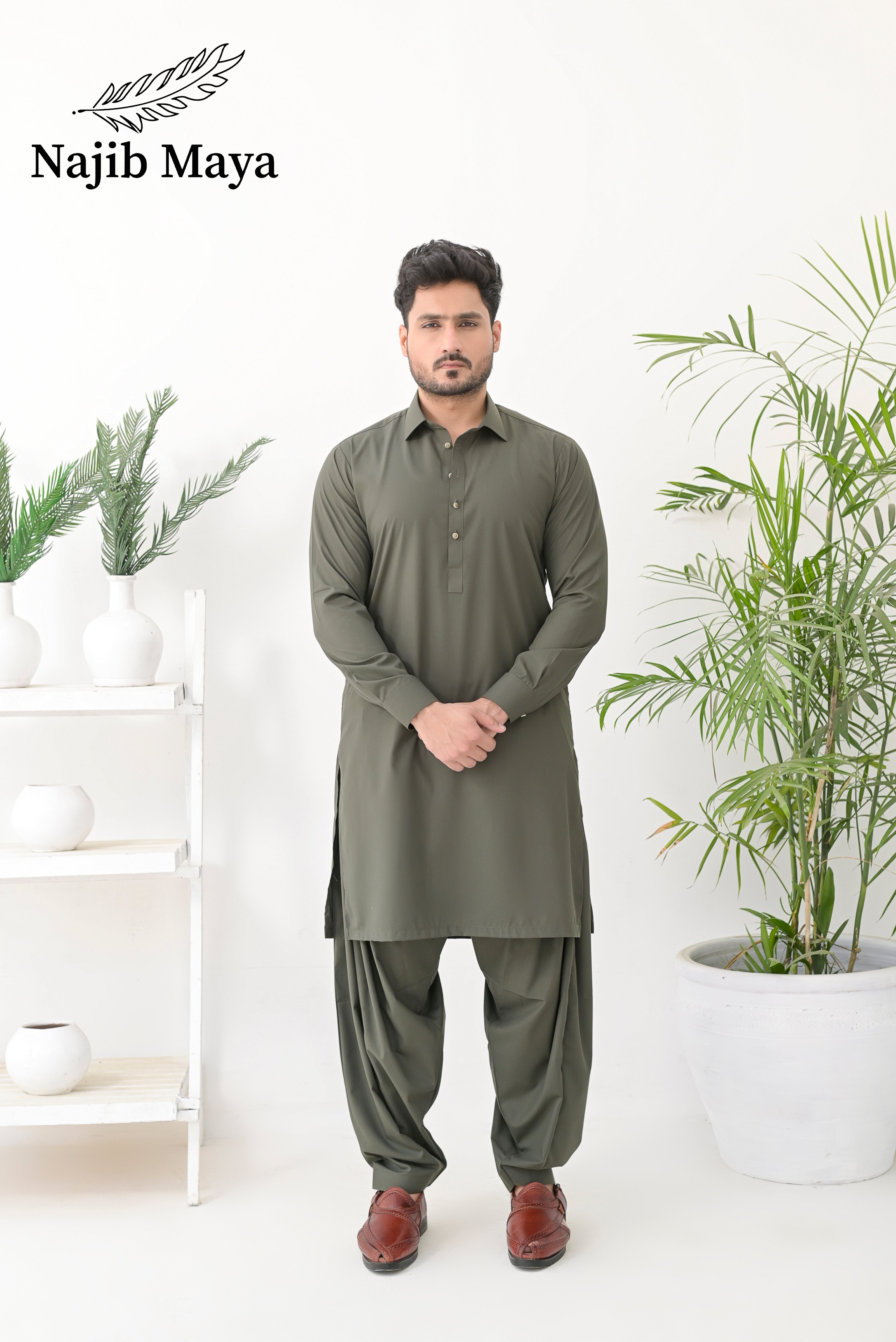 Green Shalwar Kameez For Men's Main image