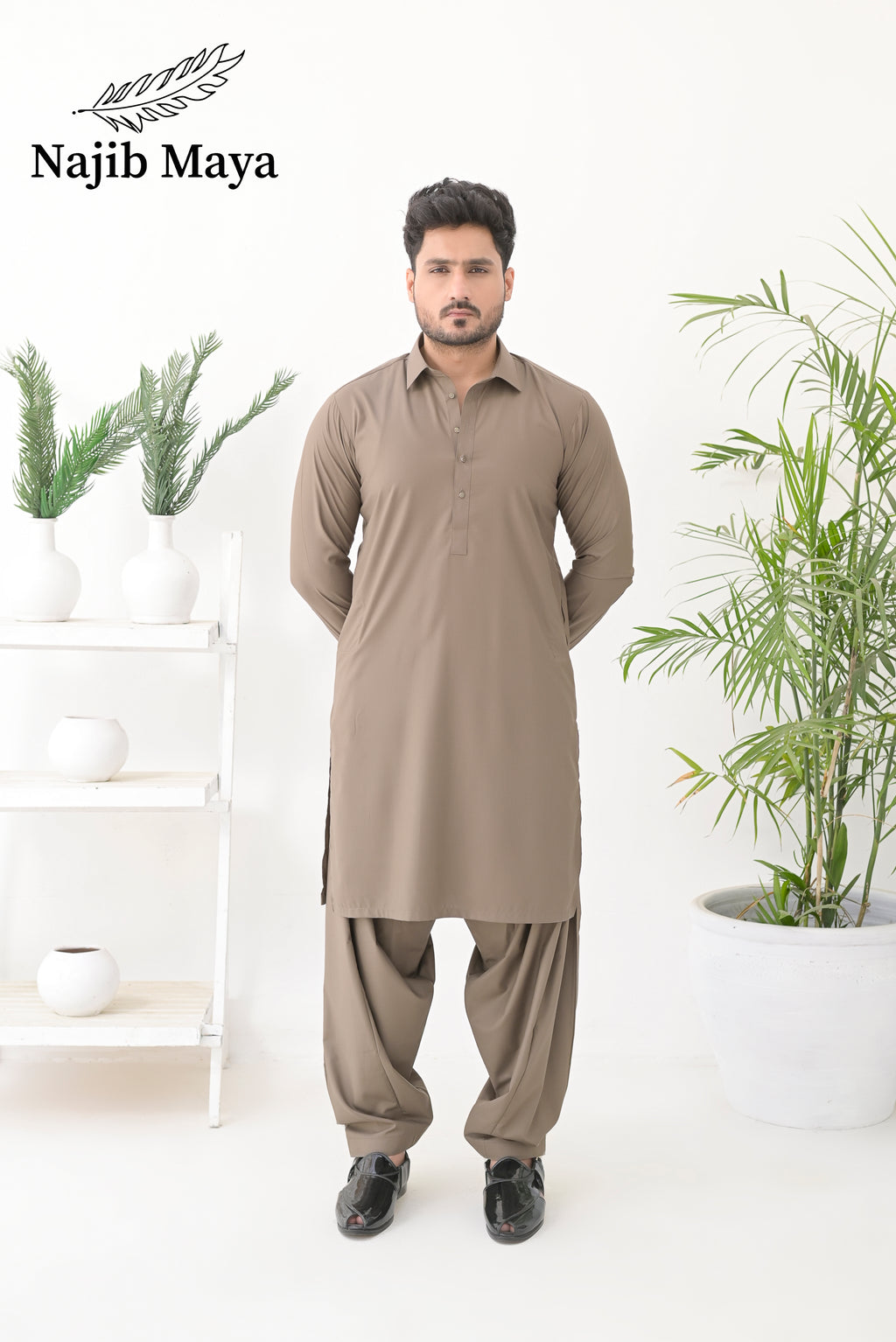 Biscuit Brown Shalwar Kameez For Men's