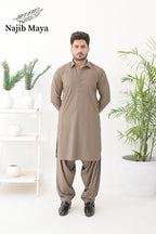 Biscuit Brown Shalwar Kameez For Men's