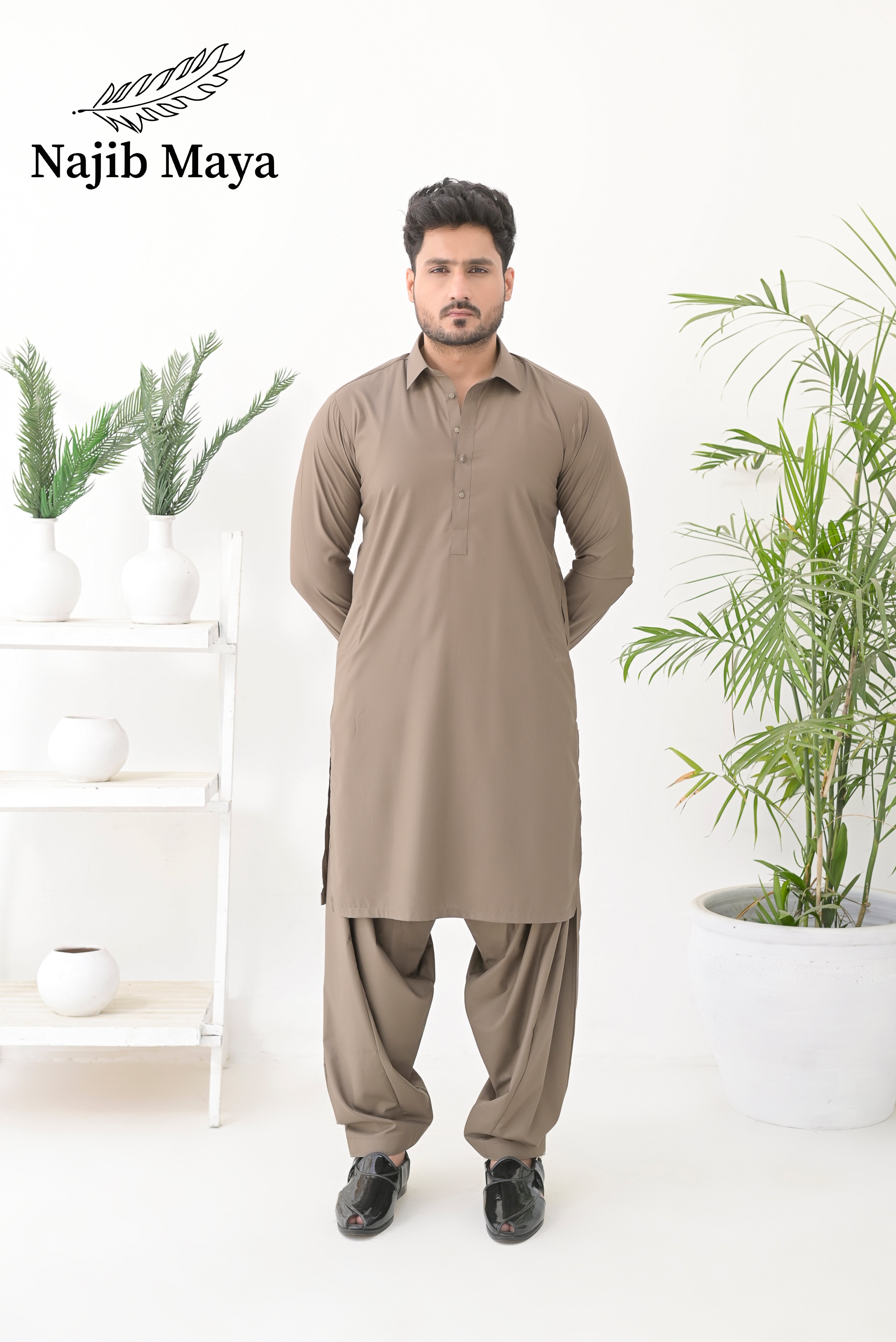 Biscuit Brown Shalwar Kameez For Men's