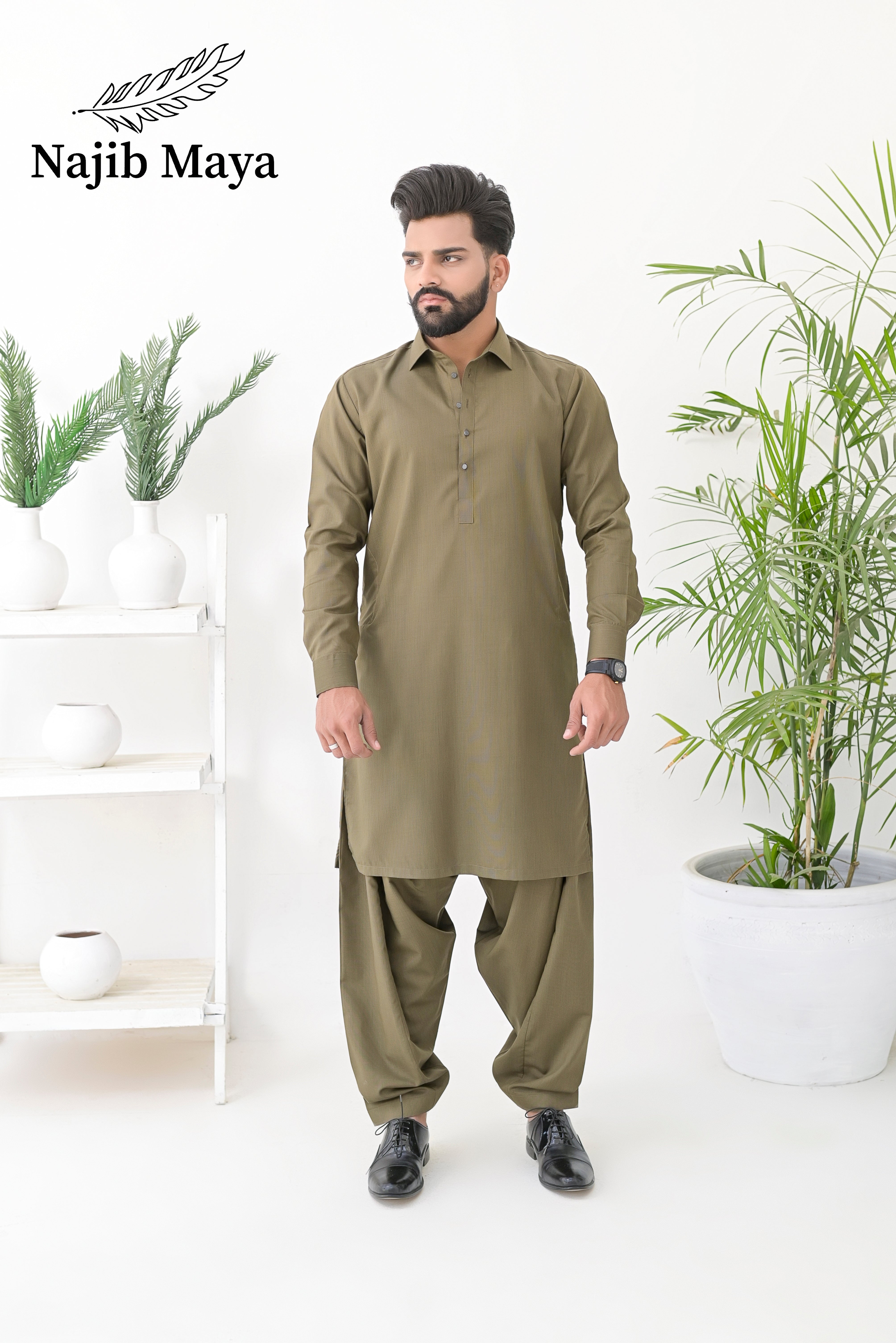 Pista Green Shalwar Kameez For Men's Main image