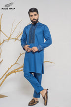 Till Blue Stylish Kurta Pajama + Shawl For Men's