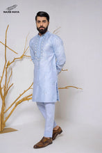 Load image into Gallery viewer, Ice Blue Stylish Embroidered Kurta Pajama For Men&#39;s