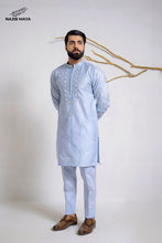 Load image into Gallery viewer, Ice Blue Stylish Embroidered Kurta Pajama For Men&#39;s