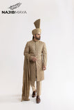 Beige Hand Work Sherwani For Men's