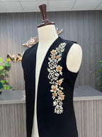 Black Embroidered Waistcoat For Men's