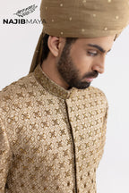 Beige Hand Work Sherwani For Men's