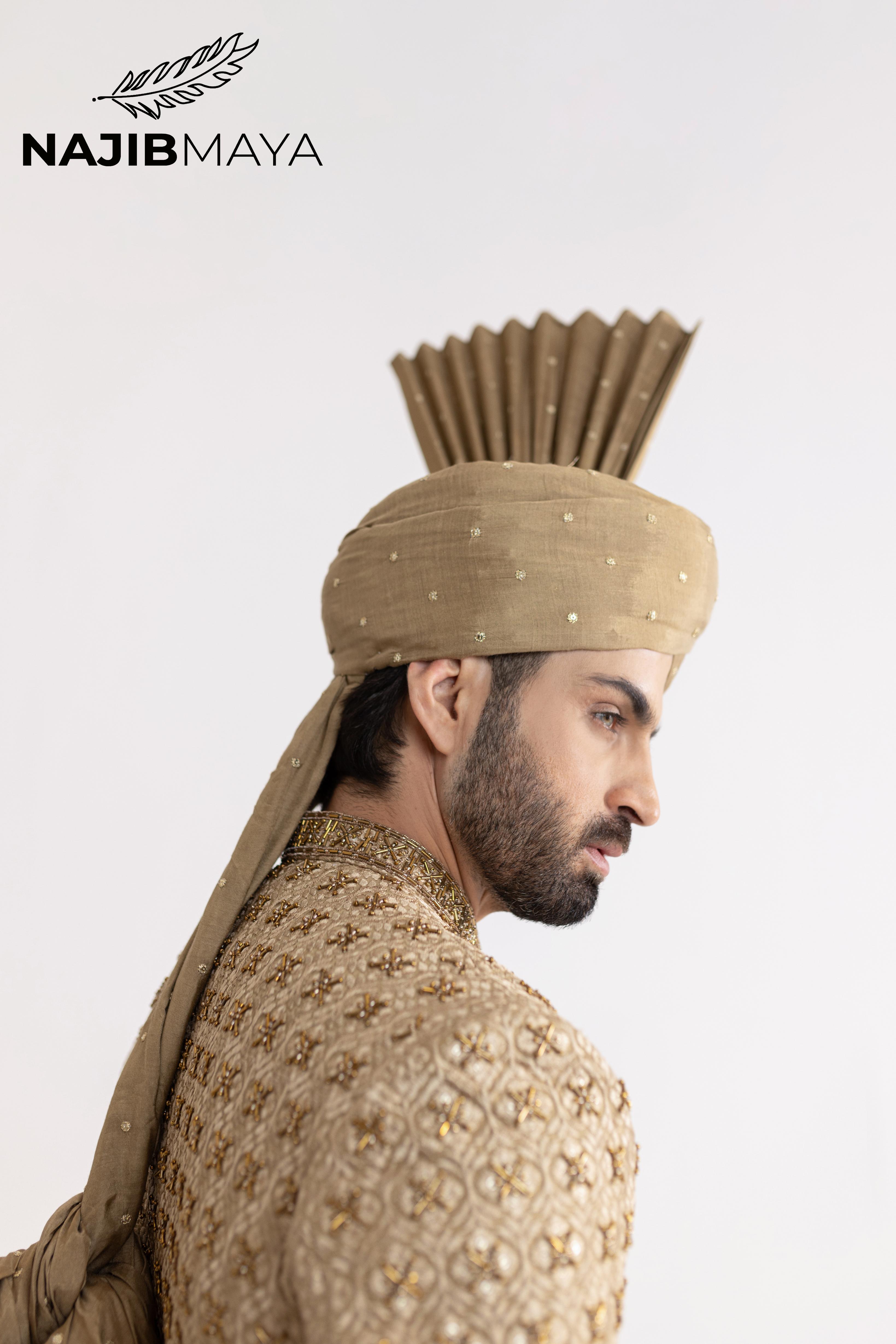 Beige Hand Work Sherwani For Men's