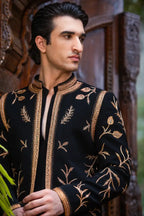 Black Handwork Prince Coat with Kurta & Bell Bottom