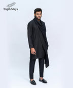 Black Embroidery Kurta Pajama + Shawl For Men's