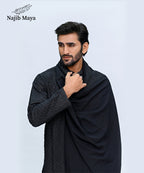 Black Embroidery Kurta Pajama + Shawl For Men's