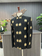 Black & Golden Embroidered Prince Coat For Men's