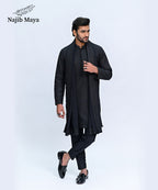 Black Embroidery Kurta Pajama + Shawl For Men's