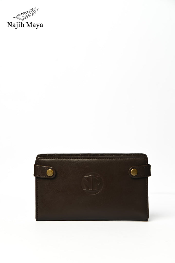 Brown Button Wallet For Men's