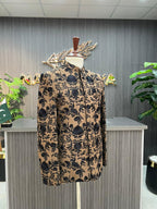 Brown With Black Embroidered Prince Coat For Men's