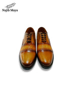 Mustard Brown Oxford Shoes For Men's