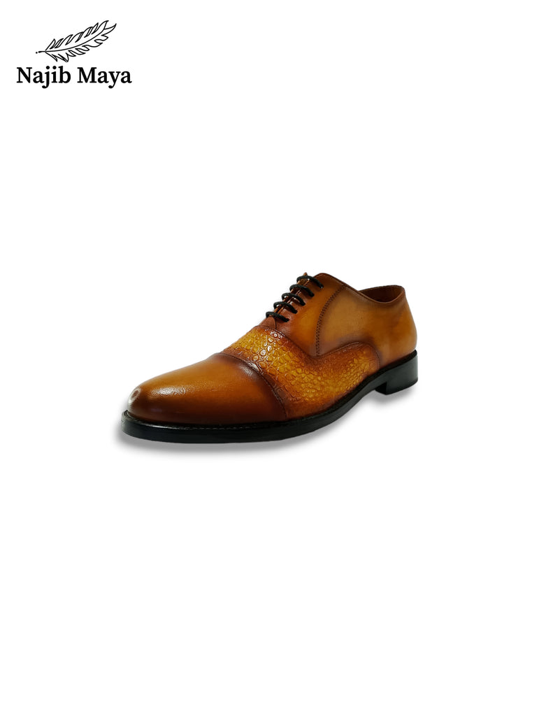 Mustard Brown Oxford Shoes For Men's