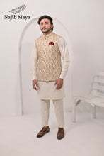 Load image into Gallery viewer, Cream Embroidery Waist Coat &amp; Cream Kurta Pajama For Men&#39;s