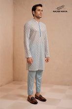 Load image into Gallery viewer, Powder Blue Embroidery Kurta Pajama For Men&#39;s